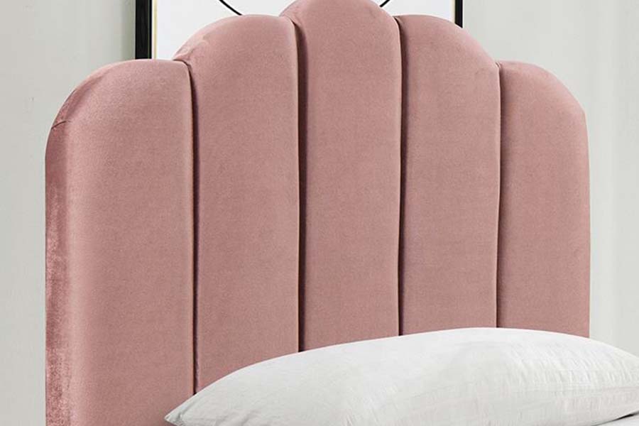 1655 Pembe Keten Kumaş Platform Yatak Döşemeli Yatak