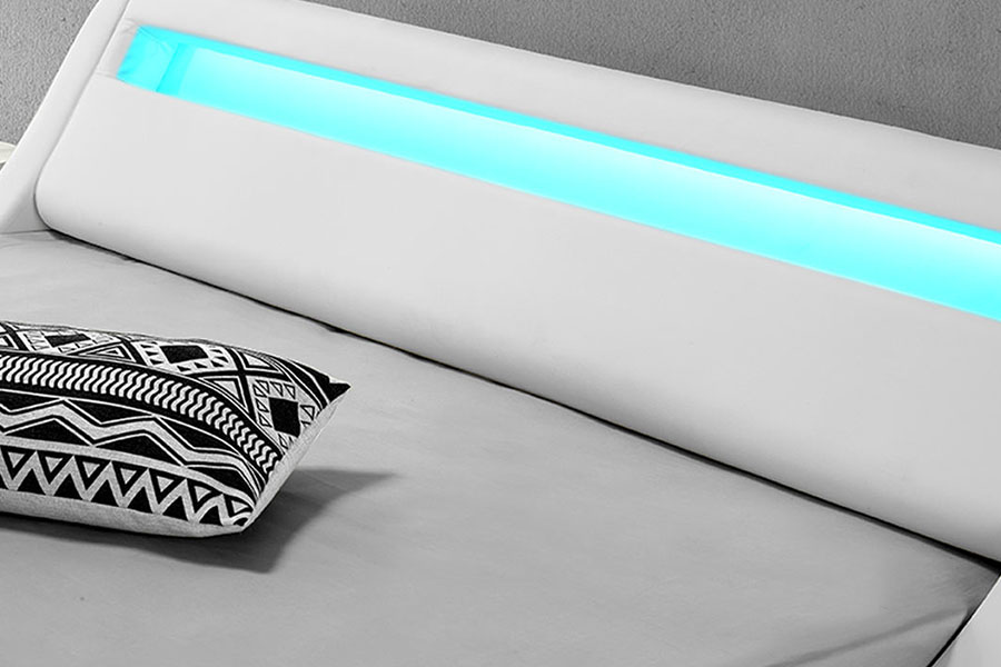 1137-1 Akıllı LED King Depolama Deri Döşemeli Karyola