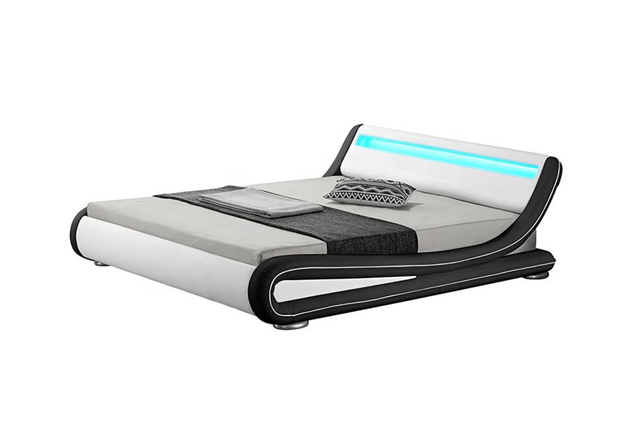 1137-1 Akıllı LED King Depolama Deri Döşemeli Karyola