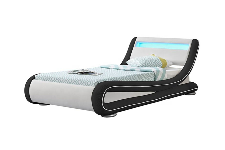 1137-1 Akıllı LED King Depolama Deri Döşemeli Karyola