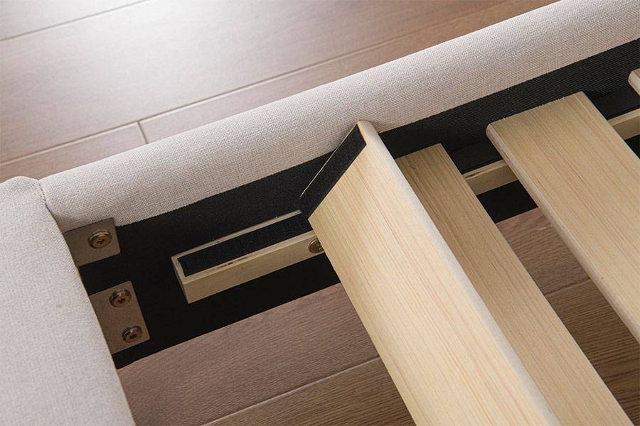 4905 Püsküllü Keten Minimalist Platform Yatak