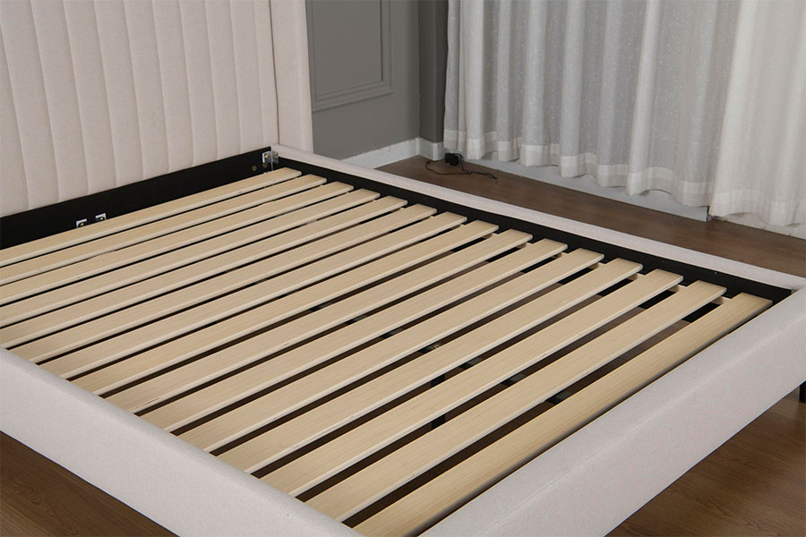 4905 Püsküllü Keten Minimalist Platform Yatak