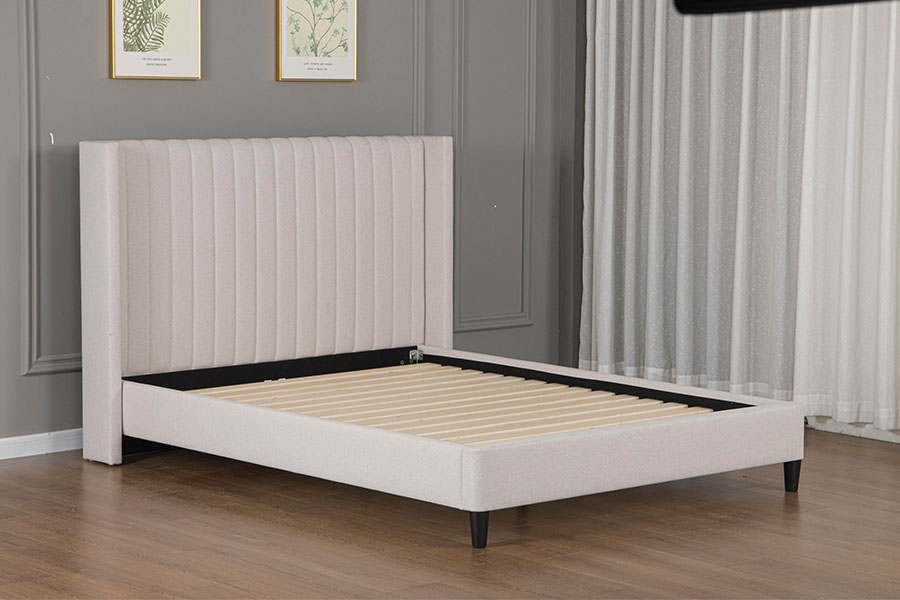 4905 Püsküllü Keten Minimalist Platform Yatak