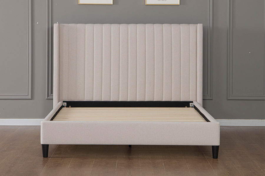 4905 Püsküllü Keten Minimalist Platform Yatak