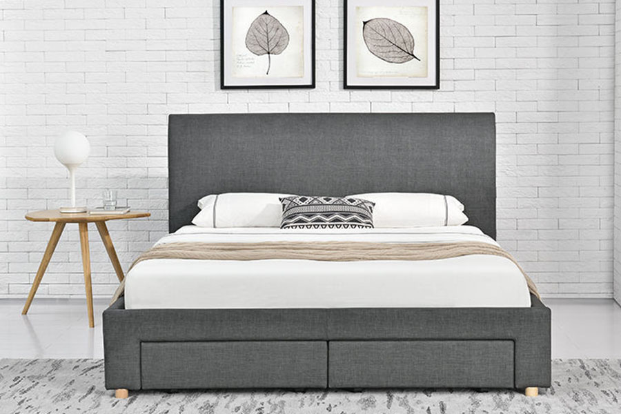 1216D Minimalist Dört Çekmeceli Kumaş Döşemeli Depolama Yatağı Çerçevesi