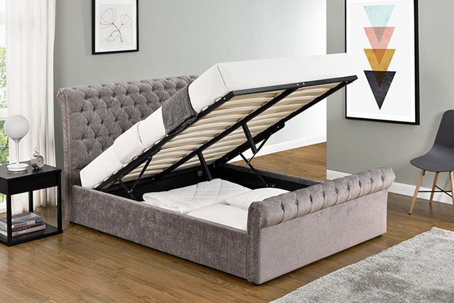 1208G Chesterfield Şönil-Kadife Kızak Osmanlı Baza Çerçevesi