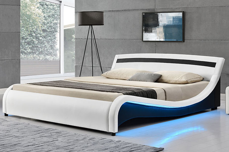 1188-1-2B Modern PU Deri LED Döşemeli Karyola