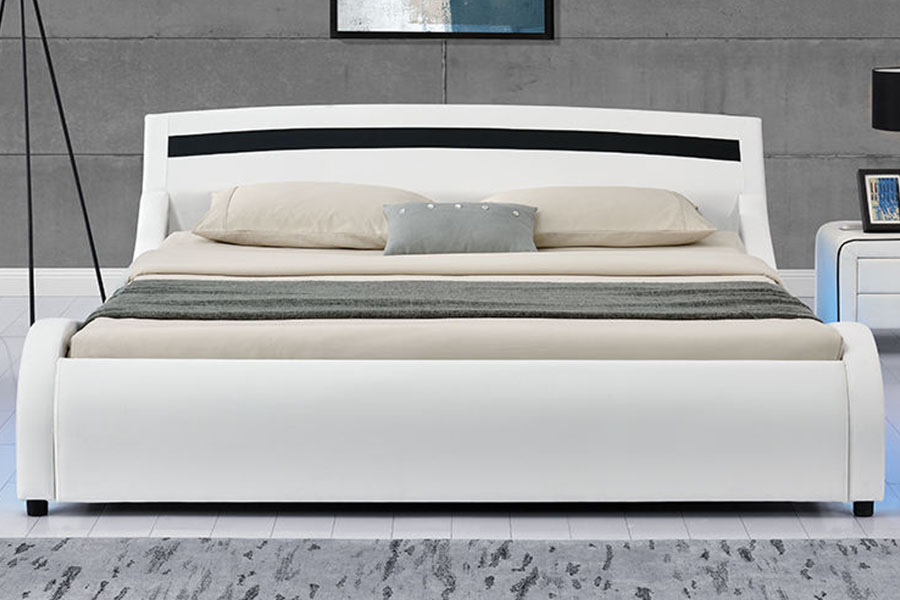 1188-1-2B Modern PU Deri LED Döşemeli Karyola