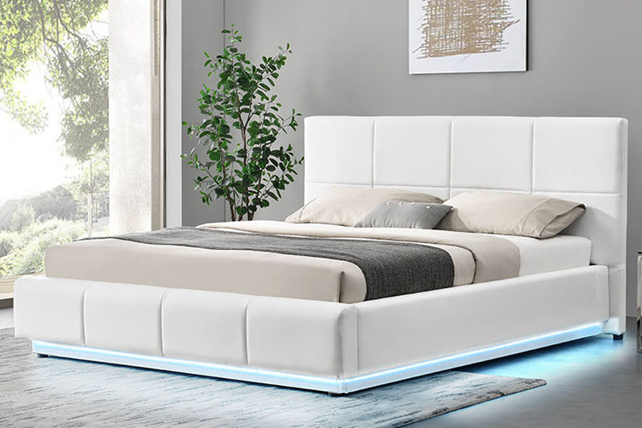 1388G İçbükey-Ravine LED Kumaş Gaz Lift King Döşemeli Depolama Yatağı Çerçevesi