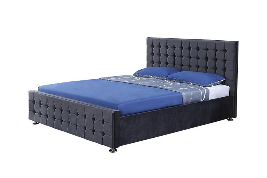 1354G Kadife Püsküllü Panel Masif Ahşap King Osmanlı Bazalı Yatak Çerçevesi