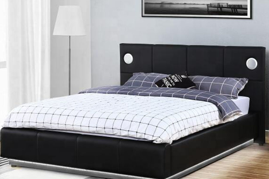 1239-1GS PU-Deri LED Müzik Hoparlörü Gaz Kaldırma Yatak Çerçevesi